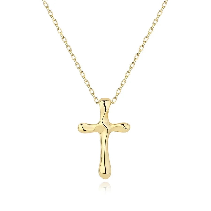 925 Sterling Silber Kabelkette Vergoldung Kreuz Anhänger Halskette | Shop Nory