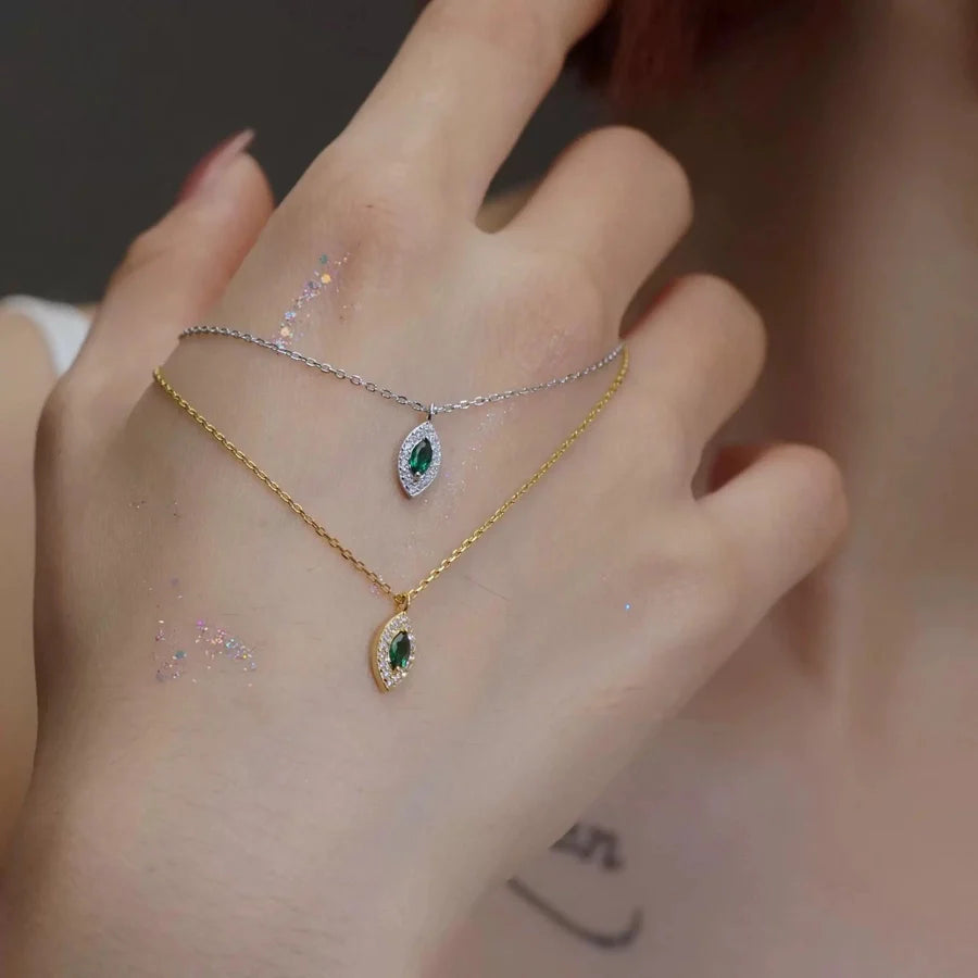 925 Sterling Silber Zirkon Kabelkette Einlage Geometrische Anhänger Halskette | Shop Nory