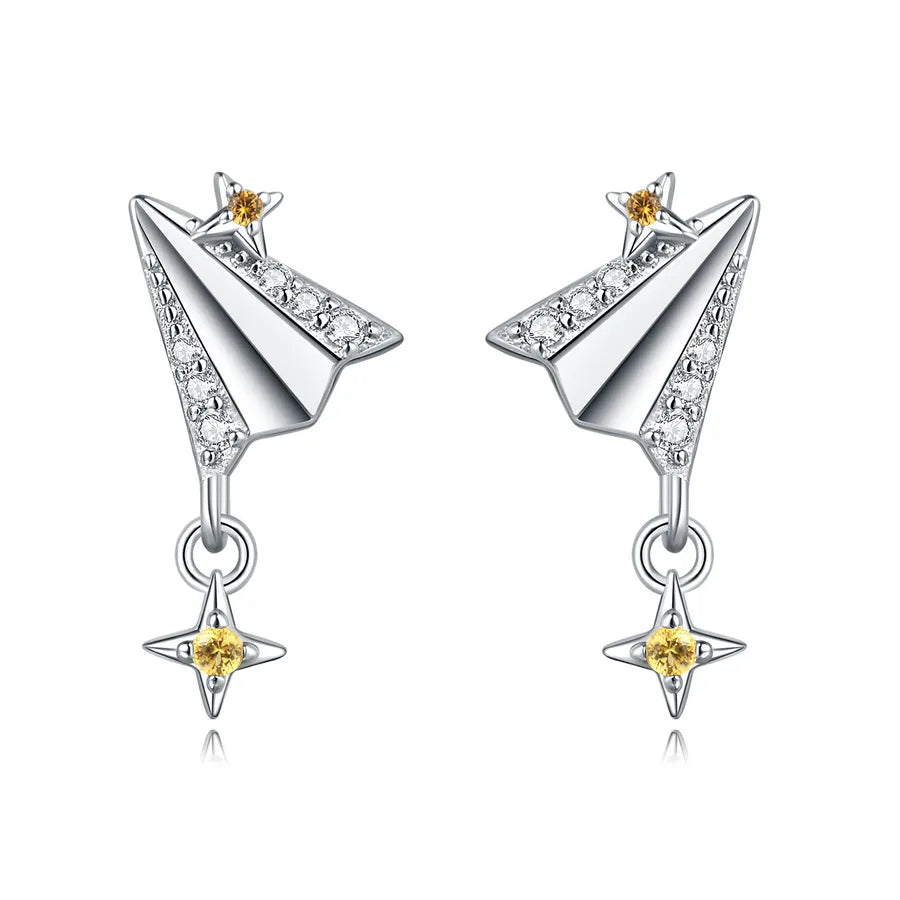 1 Paar 925 Sterling Silber Zirkon 925 Sterling Silber Ohrringe Stern Mond Herzform Ohrstecker | Shop Nory