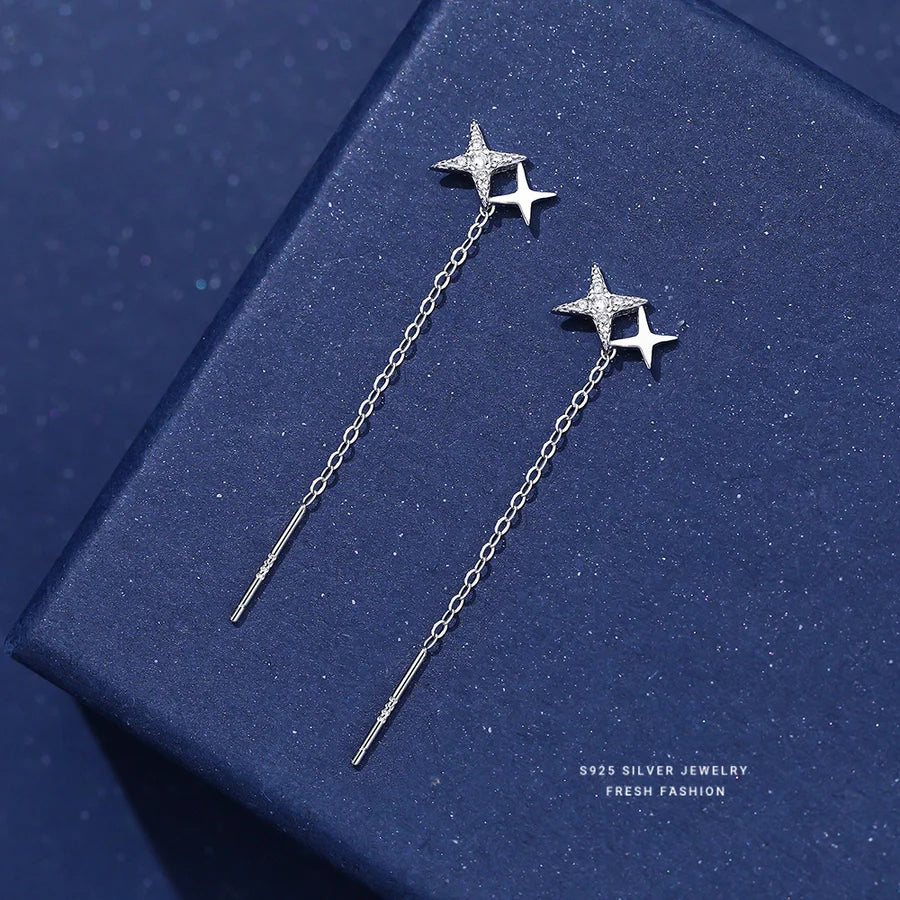 1 Paar 925 Sterling Silber Zirkon 925 Sterling Silber Ohrringe Stern Ohrenlinie | Shop Nory