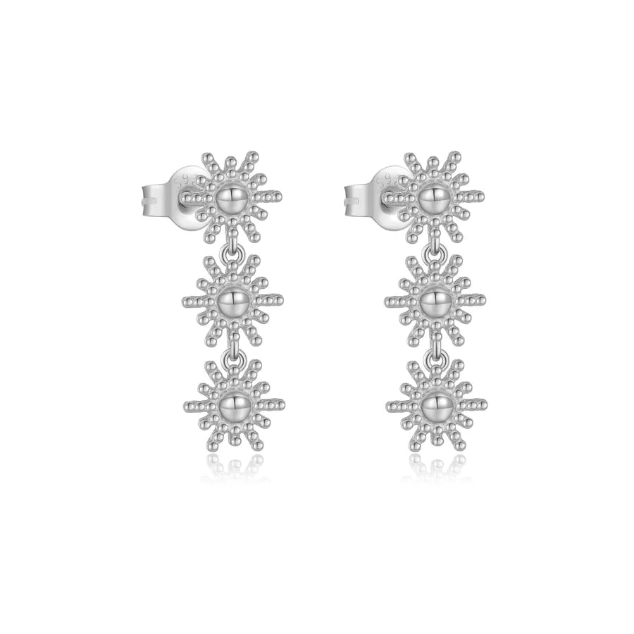 S925 Sterlingsilber Retro Urlaubsstil SONNENBLUMEN Halskette Ohrringe Frauen Extravaganter Langer Ohrringe Ohrringe | Shop Nory