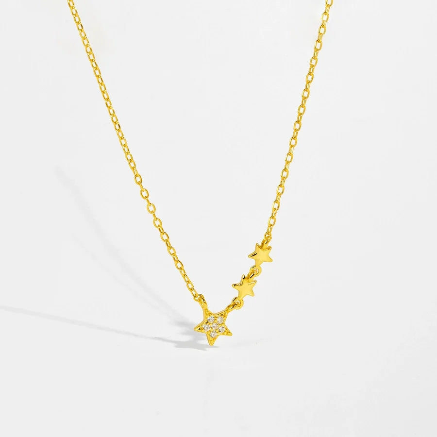 925 Sterling Silber Zirkon Kabelkette Stern Mond Anhänger Halskette | Shop Nory