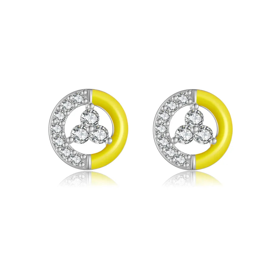 1 Paar 18K Vergoldet Weißgold Plattiert 925 Sterling Silber Zirkon 925 Sterling Silber Ohrringe Geometrisch Vierblättriges Kleeblatt Herzform Studs | Shop Nory