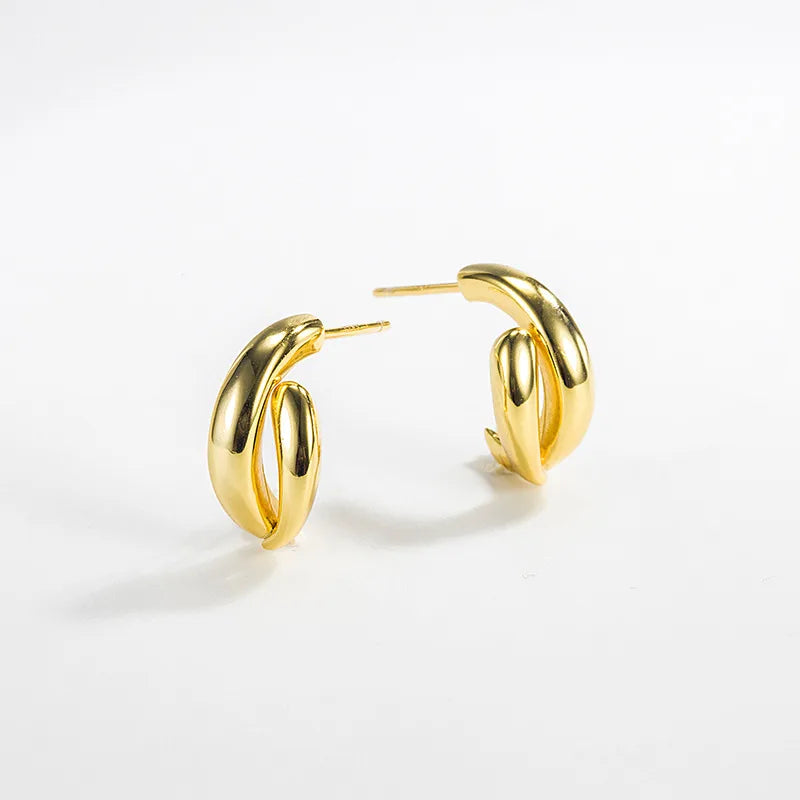 1 Paar 18K Gold plattiert Sterlingsilber geometrische Ohrstecker | Shop Nory