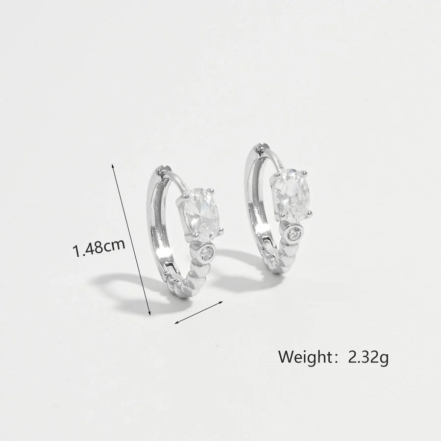 1 Paar Weißgold Beschichtet 925 Sterling Silber Zirkon 925 Sterling Silber Ohrringe Runde Ohrringe | Shop Nory