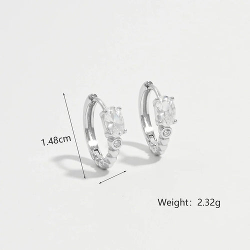 1 Paar Weißgold Beschichtet 925 Sterling Silber Zirkon 925 Sterling Silber Ohrringe Runde Ohrringe | Shop Nory