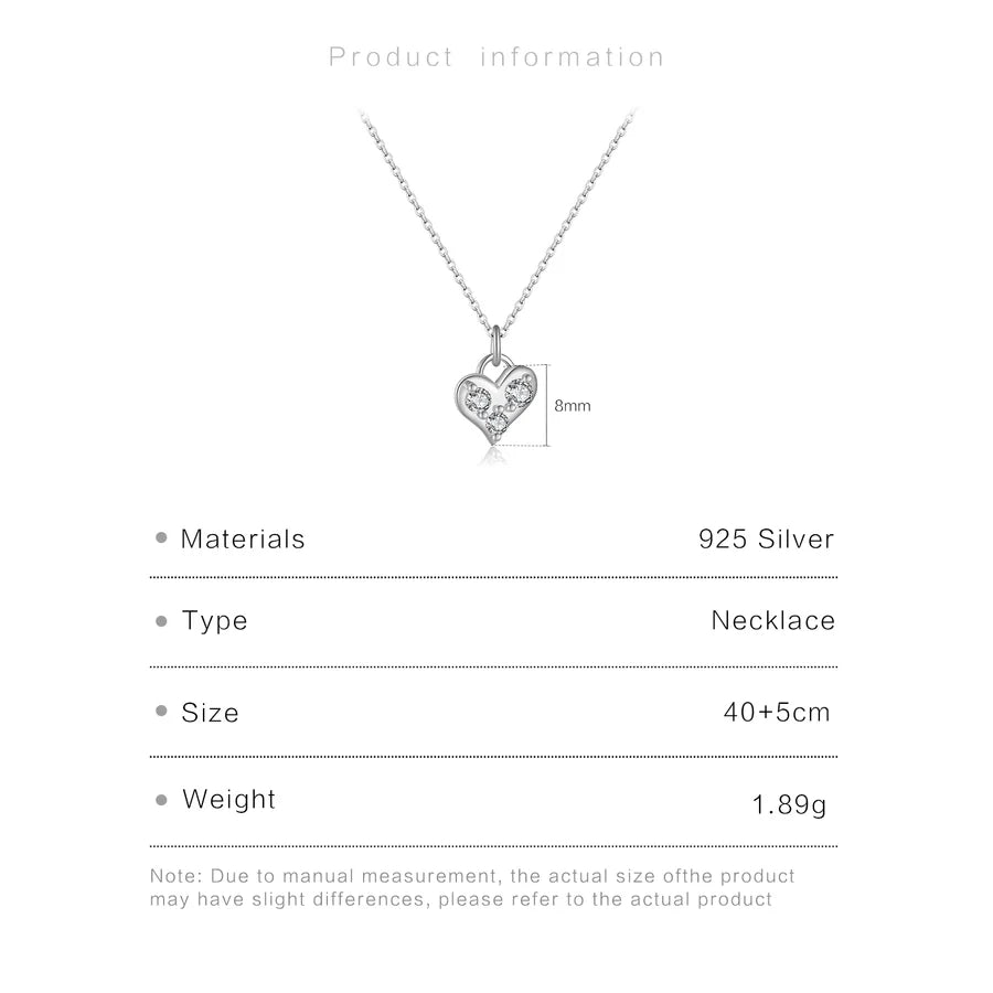 925 Sterling Silver Zirkon Kabelkette Herzform Anhänger Halskette | Shop Nory