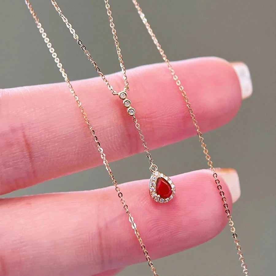 925 Sterling Silber Kabelkette Plattierung Wassertröpfchen Anhänger Halskette | Shop Nory