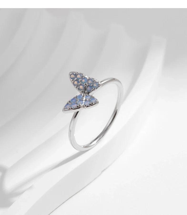 Rhodium-beschichtete 925 Sterling Silber Opal Schmetterlingsringe 925 Sterling Silber Ringe | Shop Nory