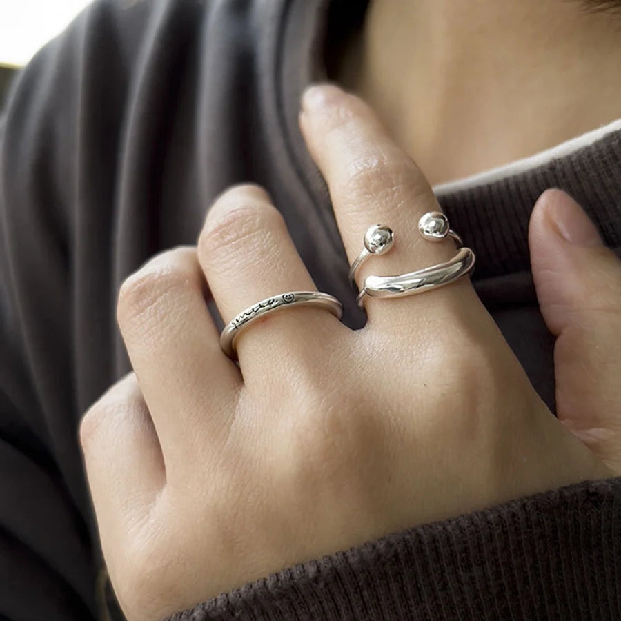 925 Sterling Silber Smile Face Offene Ringe 925 Sterling Silber Ringe | Shop Nory