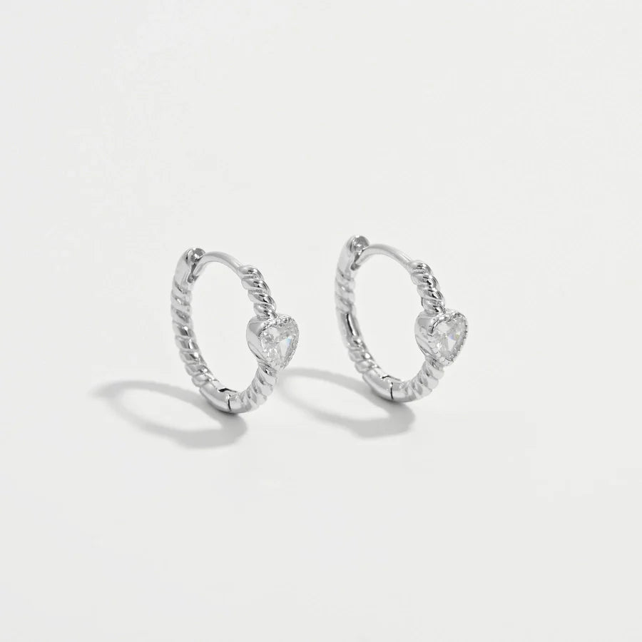 1 Paar Weißgoldbeschichtet 925 Sterlingsilber Zirkon 925 Sterlingsilber Ohrringe Runde Creolen | Shop Nory