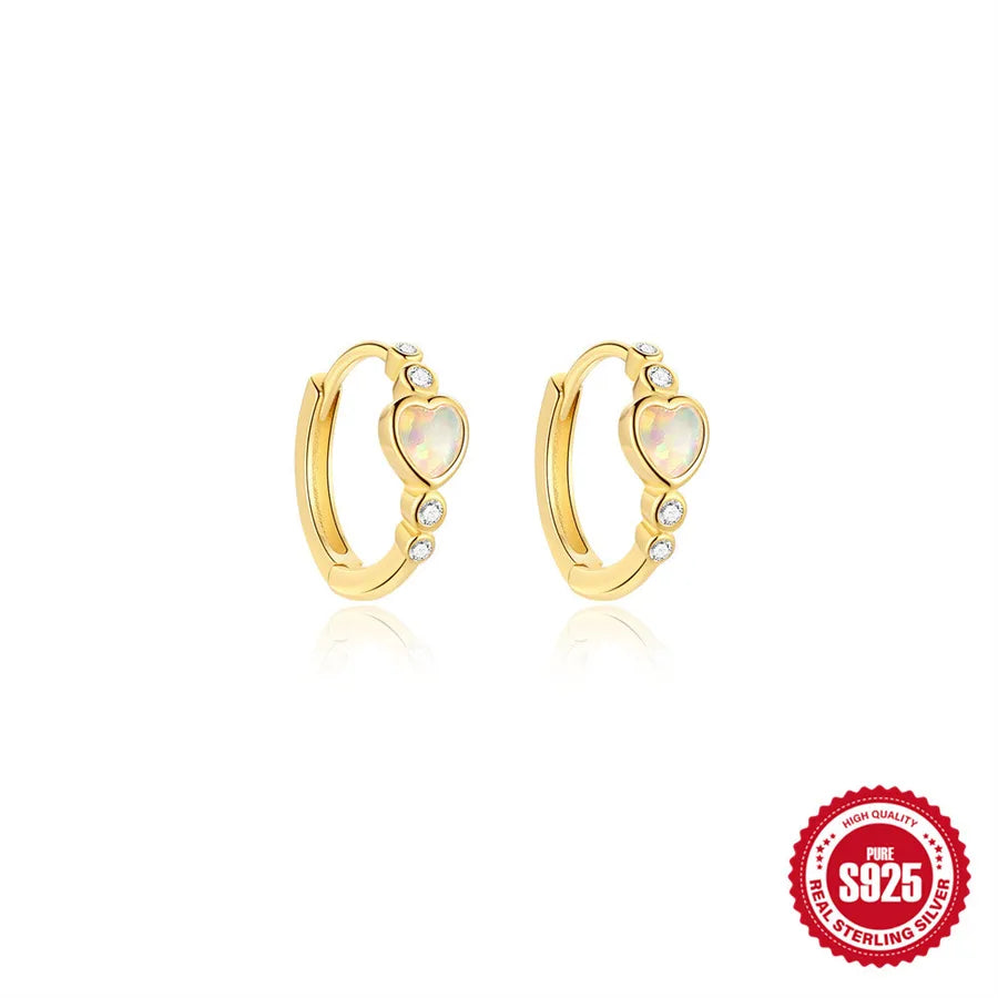 1 Paar 925 Sterling Silber Zirkon 925 Sterling Silber Ohrringe Herzform Hoop Ohrringe | Shop Nory