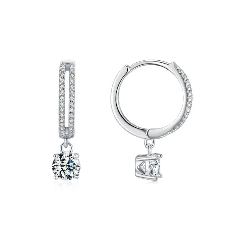 1 Paar 925 Sterling Silber Zirkon Runde Tropf Ohrringe | Shop Nory