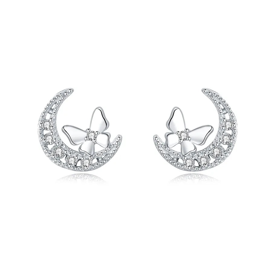 1 Paar 925 Sterling Silber Zirkon 925 Sterling Silber Ohrringe Stern Mond Herzform Ohrstecker | Shop Nory