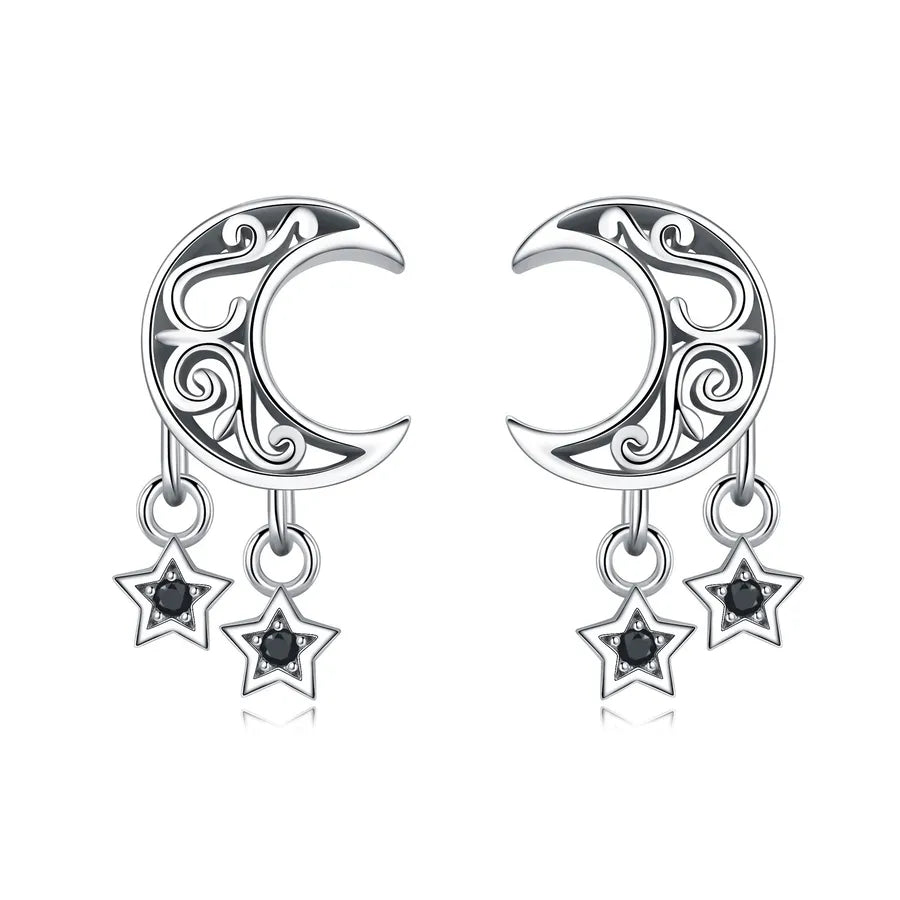 1 Paar 925 Sterling Silber Zirkon 925 Sterling Silber Ohrringe Stern Mond Herzform Ohrstecker | Shop Nory