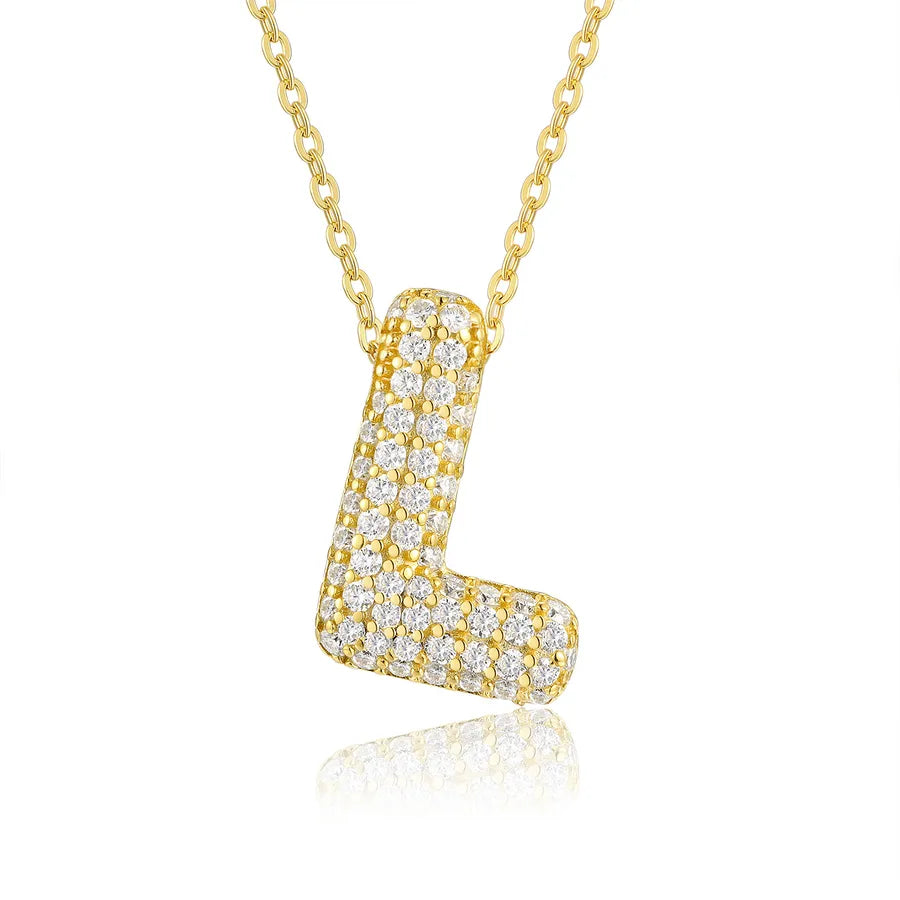 925 Sterling Silver Moissanite Kabelkette Buchstaben Anhänger Halskette | Shop Nory