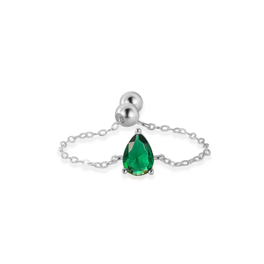 925 Sterling Silber Zirkon Wassertropfen Verstellbarer Ring 925 Sterling Silber Ringe | Shop Nory