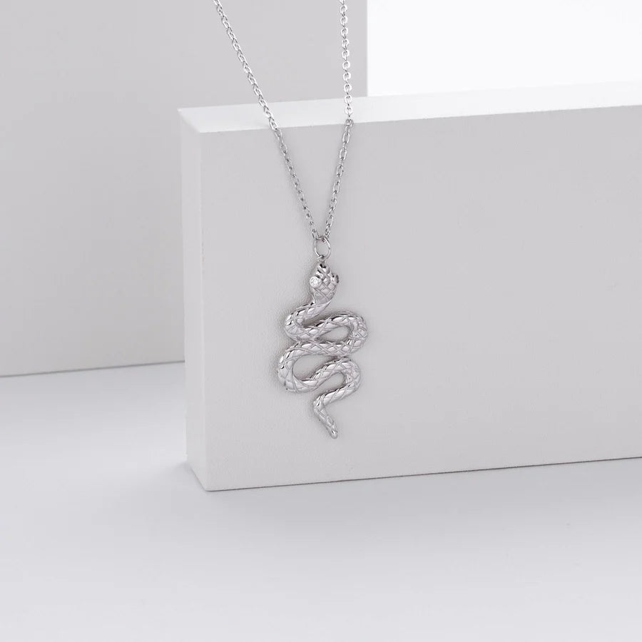 925 Sterlingsilber Zirkon Kabelkette Einlage Schlangenanhänger Halskette | Shop Nory