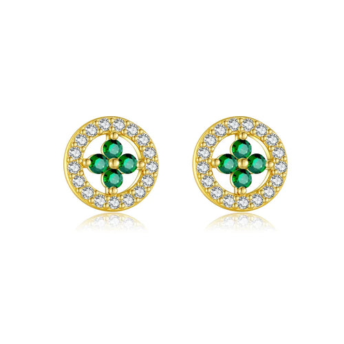 1 Paar 18K Vergoldet Weißgold Plattiert 925 Sterling Silber Zirkon 925 Sterling Silber Ohrringe Geometrisch Vierblättriges Kleeblatt Herzform Studs | Shop Nory