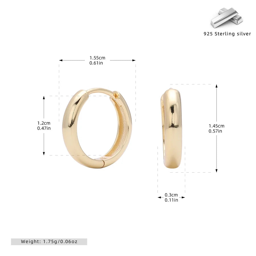 1 Paar 18K Goldplattierte Weißgoldplattierte Rhodiumplattierte 925 Sterling Silber 925 Sterling Silber 925 Sterling Silber Ohrringe Kreisohrringe | Shop Nory