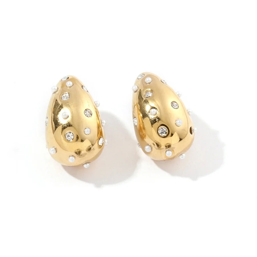 Ohrringe "Hailey" Drop mit Steinen in Edelstahl - 18k vergoldet | Shop Nory