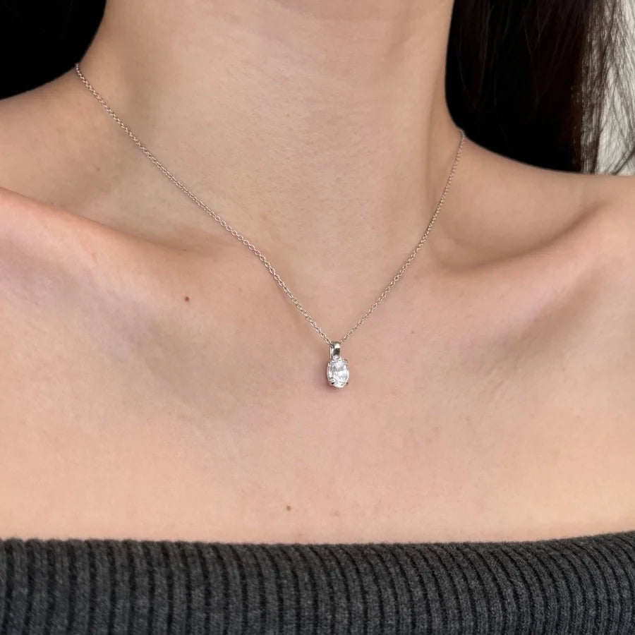 925 Sterling Silver Zircon Kabelkette Beschichtung Geometrische Anhänger Halskette | Shop Nory