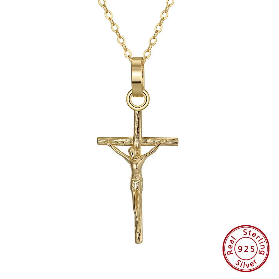 925 Sterling Silver Plated Kabelkette Kreuzanhänger | Shop Nory