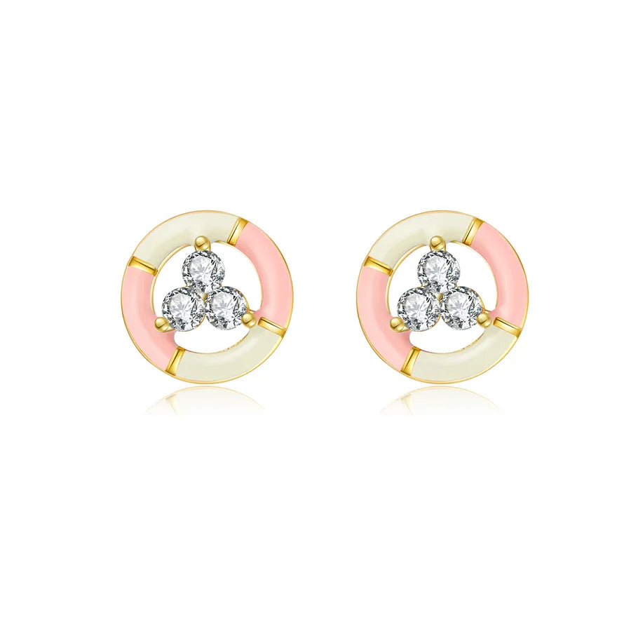 1 Paar 18K Vergoldet Weißgold Plattiert 925 Sterling Silber Zirkon 925 Sterling Silber Ohrringe Geometrisch Vierblättriges Kleeblatt Herzform Studs | Shop Nory