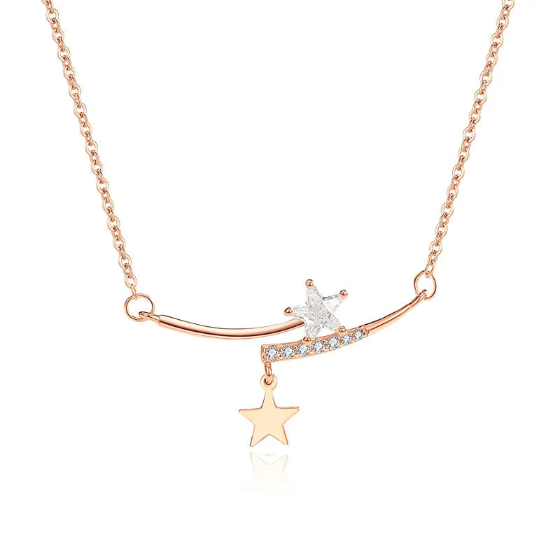 925 Sterling Silber Zirkon Kabelkette Stern Anhänger Halskette | Shop Nory