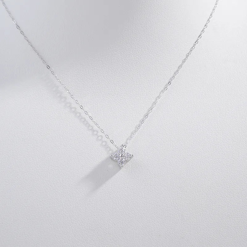 925 Sterling Silber Beschichtete Zirkon O-förmige Kette Beschichtung Vier-Blatt-Klee Anhänger Halskette | Shop Nory