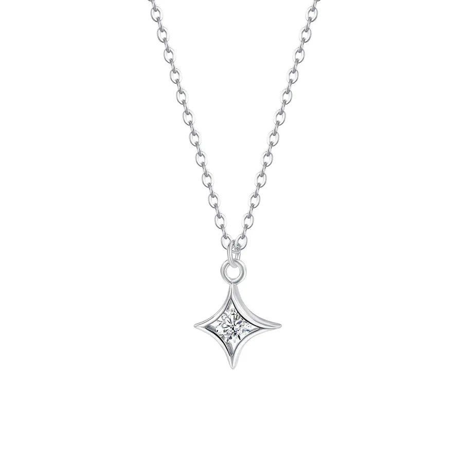 925 Sterling Silver Zircon Kabelkette Plattierung Sternanhänger Halskette | Shop Nory