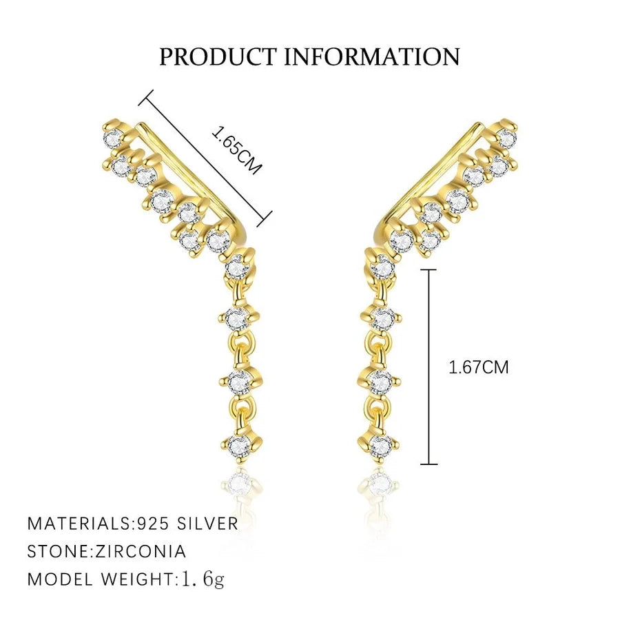 1 Paar 925 Sterling Silber Zirkon 925 Sterling Silber Ohrringe Quaste Ohrbügel | Shop Nory