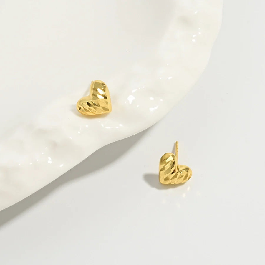 1 Paar 14K Gold beschichtete 925 Sterling Silber 925 Sterling Silber Ohrringe Herzform Ohrstecker | Shop Nory