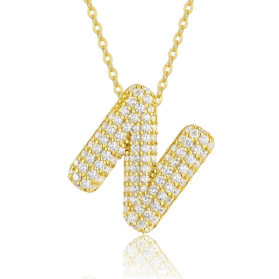 925 Sterling Silver Moissanite Kabelkette Buchstaben Anhänger Halskette | Shop Nory