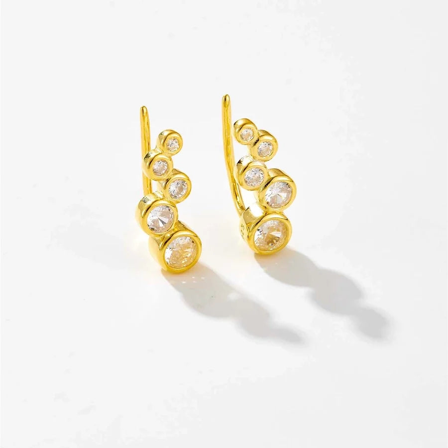 1 Paar 18K Goldbeschichtete Weißgoldbeschichtete 925 Sterling Silber Zirkon 925 Sterling Silber Ohrringe Geometrische Ohrstecker | Shop Nory