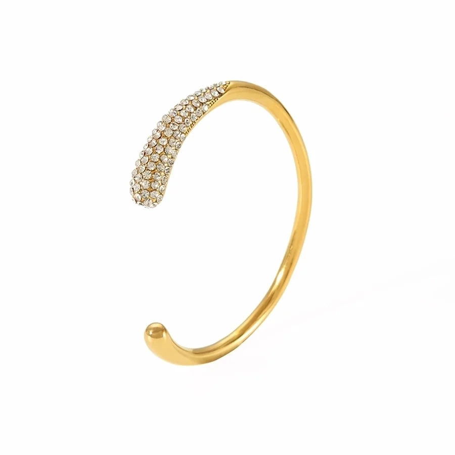 Bangle "Luxe" in Edelstahl mit Zircon Steinen - 18k vergoldet | Shop Nory