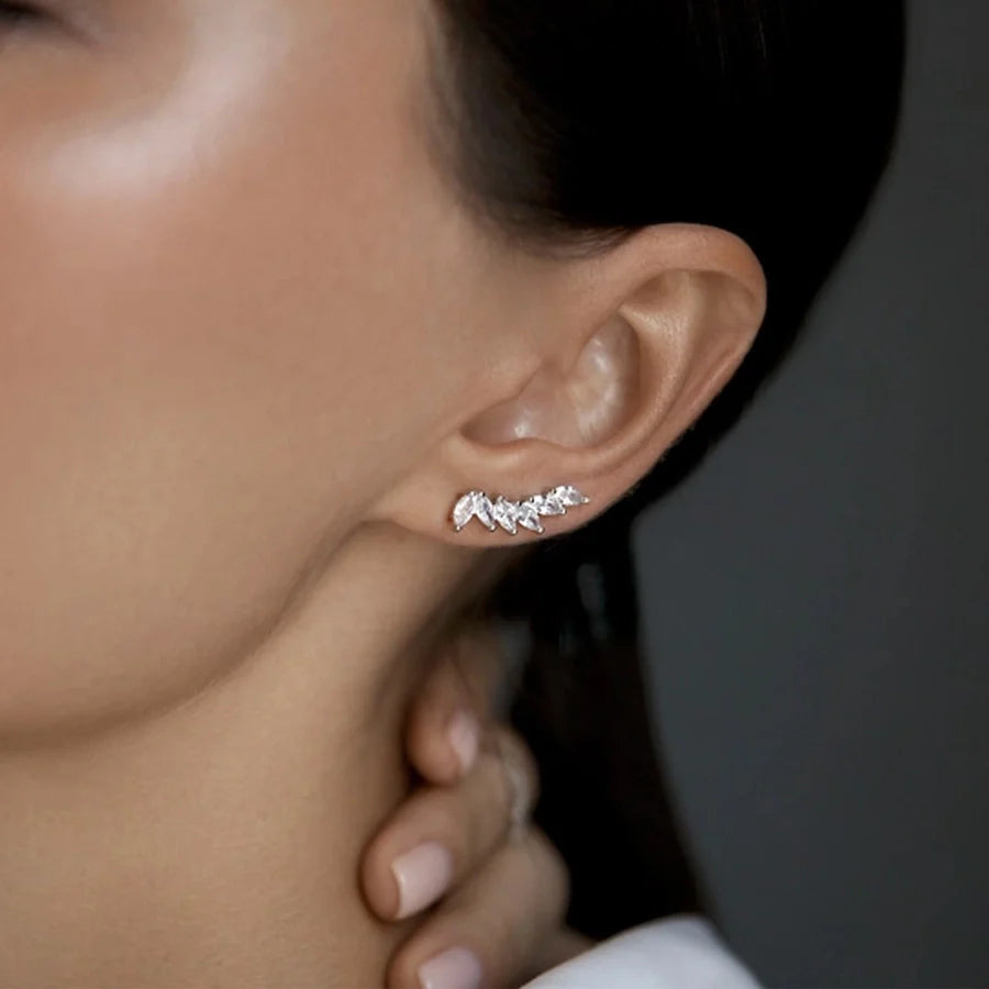 1 Paar 18K Goldbeschichtete Weißgoldbeschichtete 925 Sterling Silber Zirkon 925 Sterling Silber Ohrringe Geometrische Ohrstecker | Shop Nory