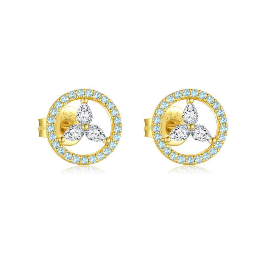 1 Paar 18K Vergoldet Weißgold Plattiert 925 Sterling Silber Zirkon 925 Sterling Silber Ohrringe Geometrisch Vierblättriges Kleeblatt Herzform Studs | Shop Nory