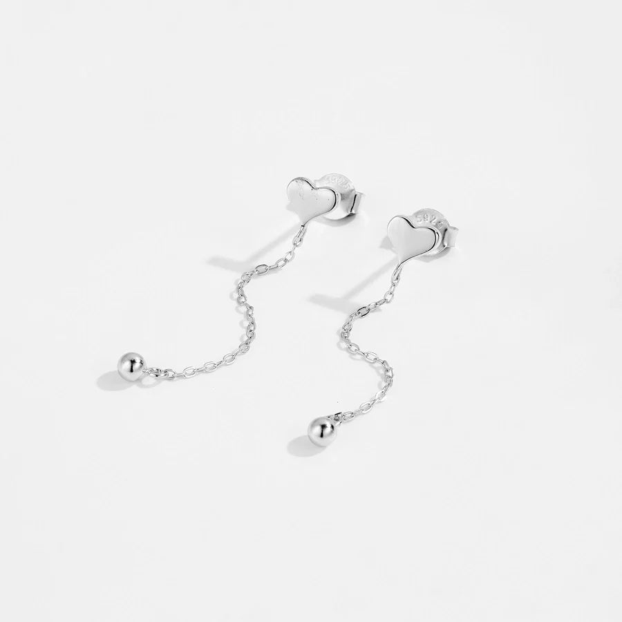 1 Paar 18K Gold Plattiert Weißgold Plattiert Sterlingsilber 925 Sterlingsilber Ohrringe Herzform Einfarbige Tropf Ohrringe | Shop Nory