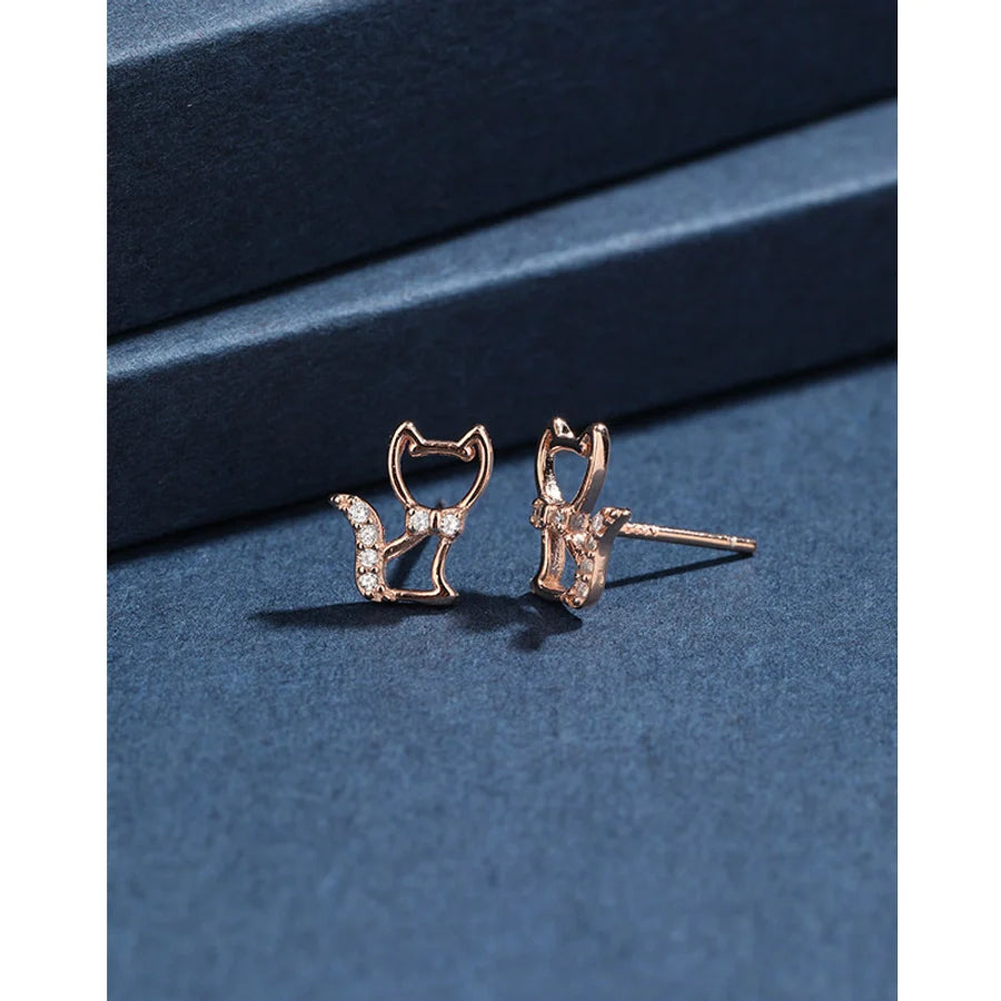 1 Paar 925 Sterling Silber Zirkon 925 Sterling Silber Ohrringe Katzenohren Stecker | Shop Nory