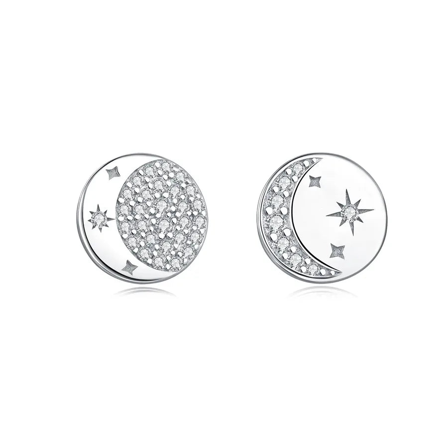 1 Paar 925 Sterling Silber Zirkon 925 Sterling Silber Ohrringe Stern Mond Herzform Ohrstecker | Shop Nory