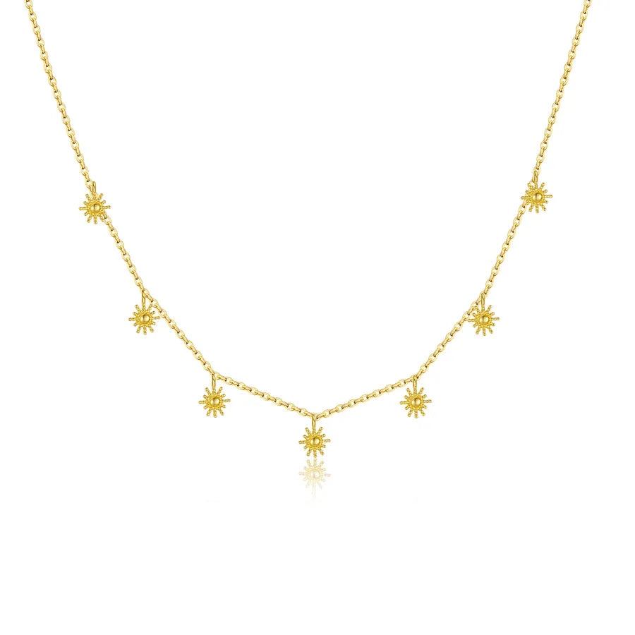 S925 Sterlingsilber Retro Urlaubsstil SONNENBLUMEN Halskette Ohrringe Frauen Extravaganter Langer Ohrringe Ohrringe | Shop Nory