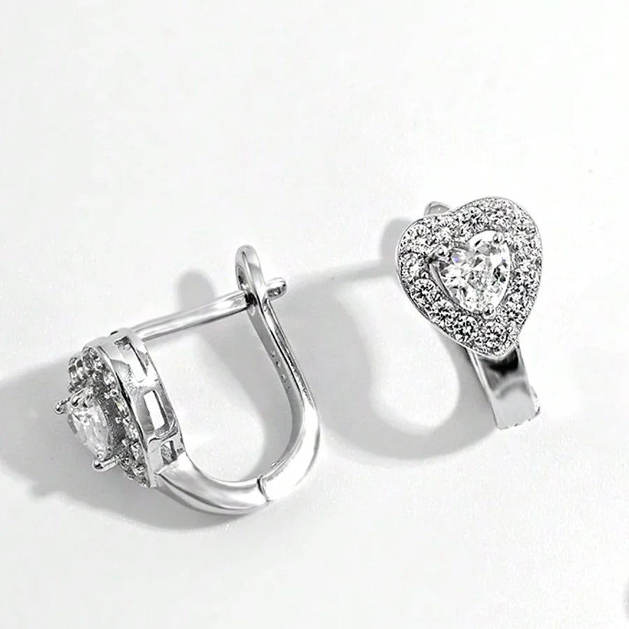 925 Sterling Silber Plattiertes Platin Ohrclip Halsketten Set | Shop Nory