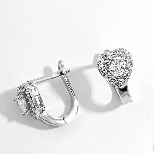 925 Sterling Silber Plattiertes Platin Ohrclip Halsketten Set | Shop Nory