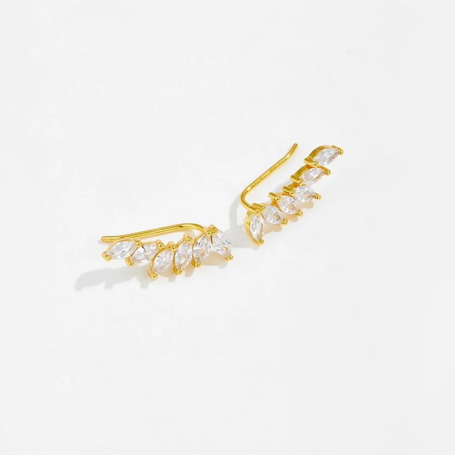 1 Paar 18K Goldbeschichtete Weißgoldbeschichtete 925 Sterling Silber Zirkon 925 Sterling Silber Ohrringe Geometrische Ohrstecker | Shop Nory