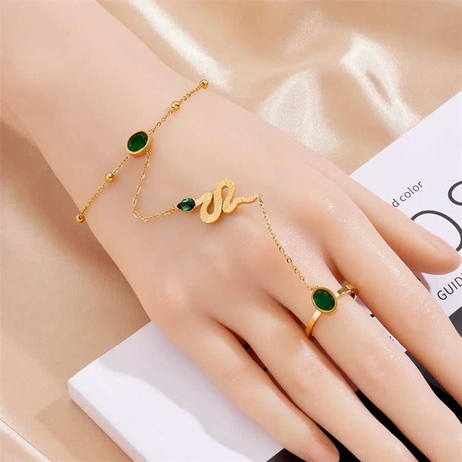 3 in 1: Handkette "Kleopatra" Armband und Ring in Edelstahl - 18k vergoldet | Shop Nory