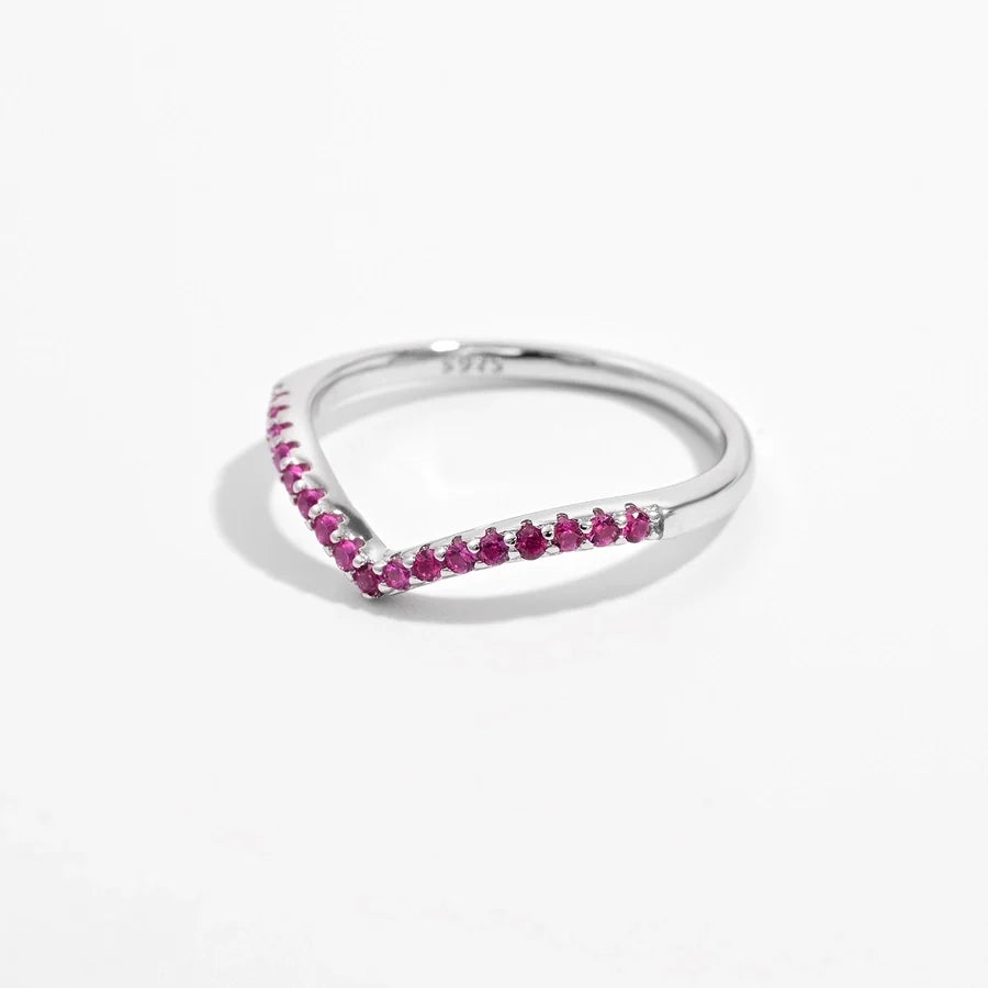 Weißgoldbeschichtete 925 Sterling Silber Zirkon V-Form Ringe 925 Sterling Silber Ringe | Shop Nory
