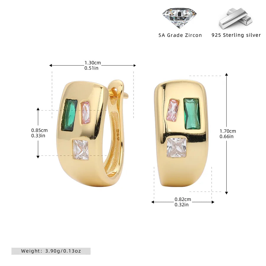 1 Paar 18K Gold Beschichtet Weißgold Beschichtet Rhodium Beschichtet 925 Sterlingsilber Zirkon 925 Sterlingsilber Ohrringe U Form Geometrische Ohrringe | Shop Nory