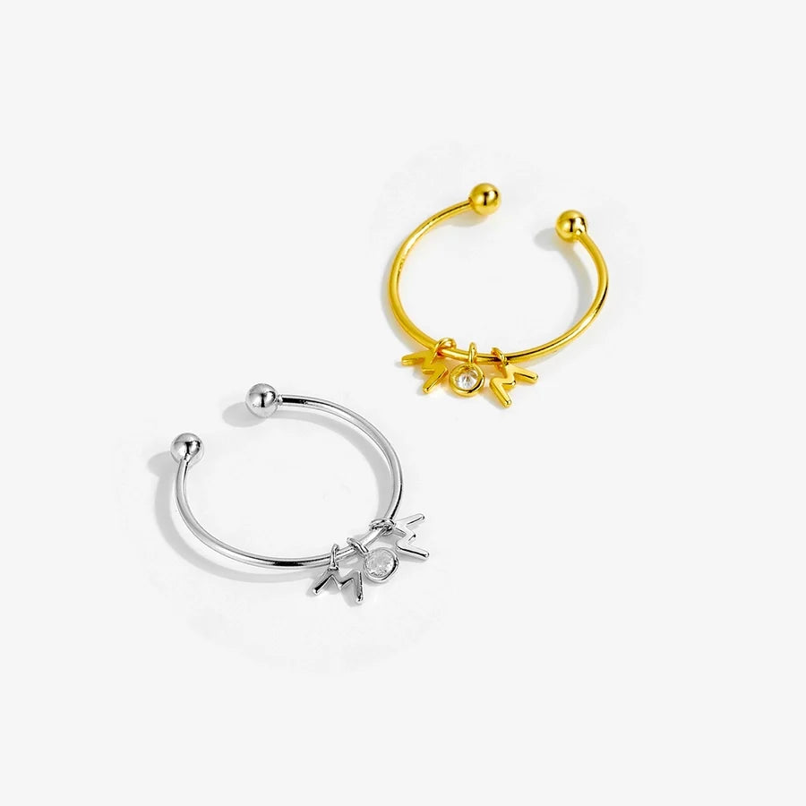 18K vergoldete weiße vergoldete 925 Sterling Silber Zirkon runde Buchstabenringe 925 Sterling Silber Ringe | Shop Nory
