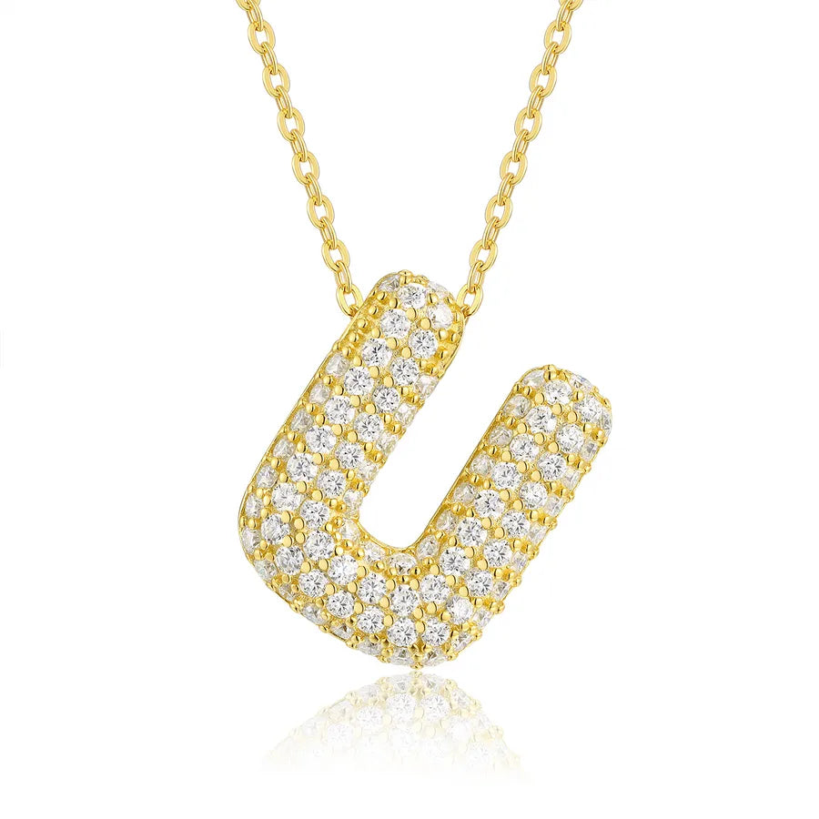 925 Sterling Silver Moissanite Kabelkette Buchstaben Anhänger Halskette | Shop Nory